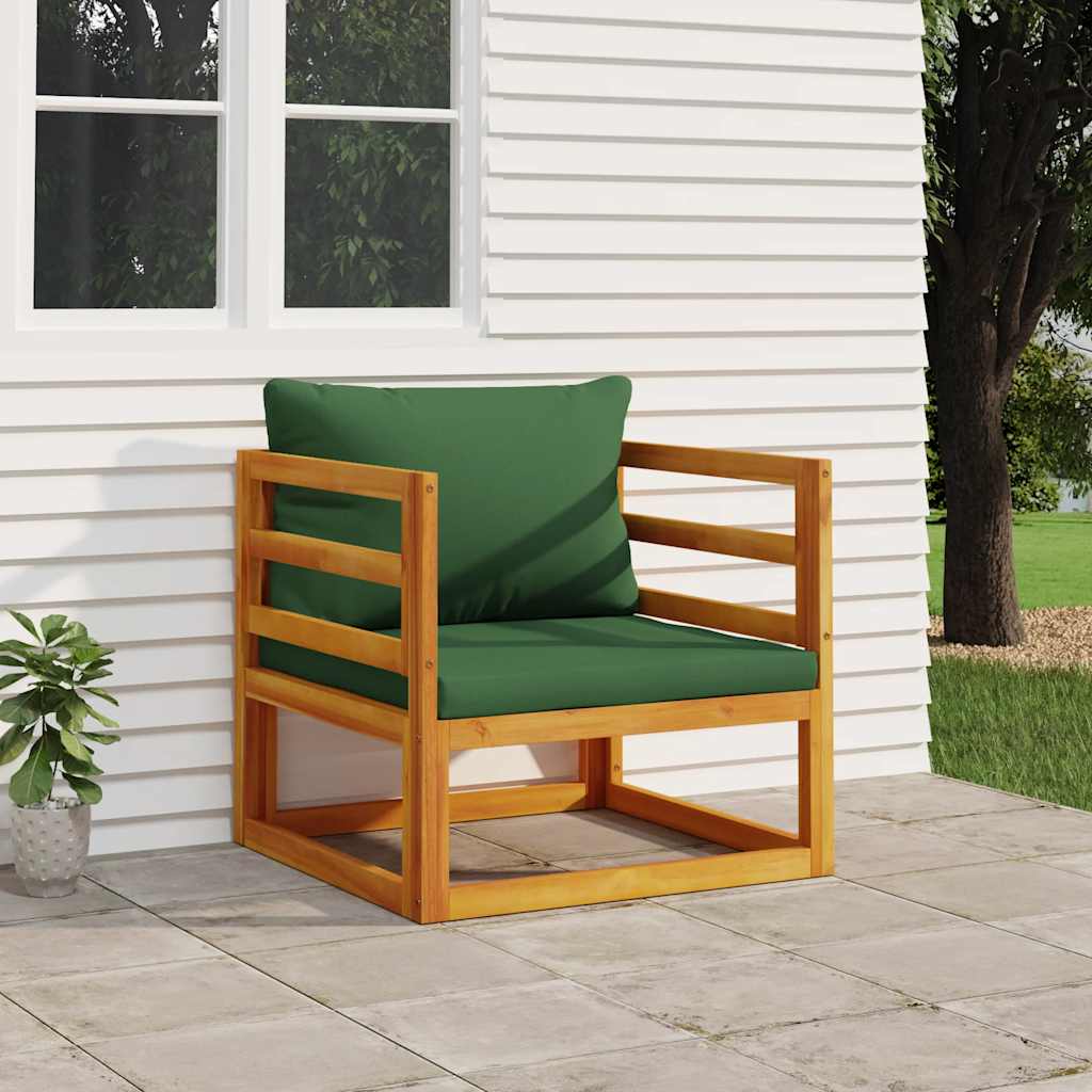 vida XL Gartensessel mit Grünen Kissen Massivholz Akazie