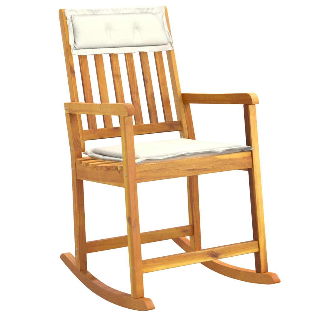 Image of vidaXL Rocking Chair with Cushions Solid Wood Acacia