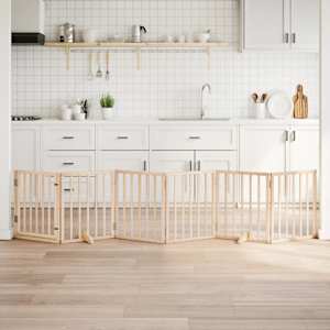 Pasja vrata z vrati, zložljiva, 6 panelov, 300 cm, topolov les