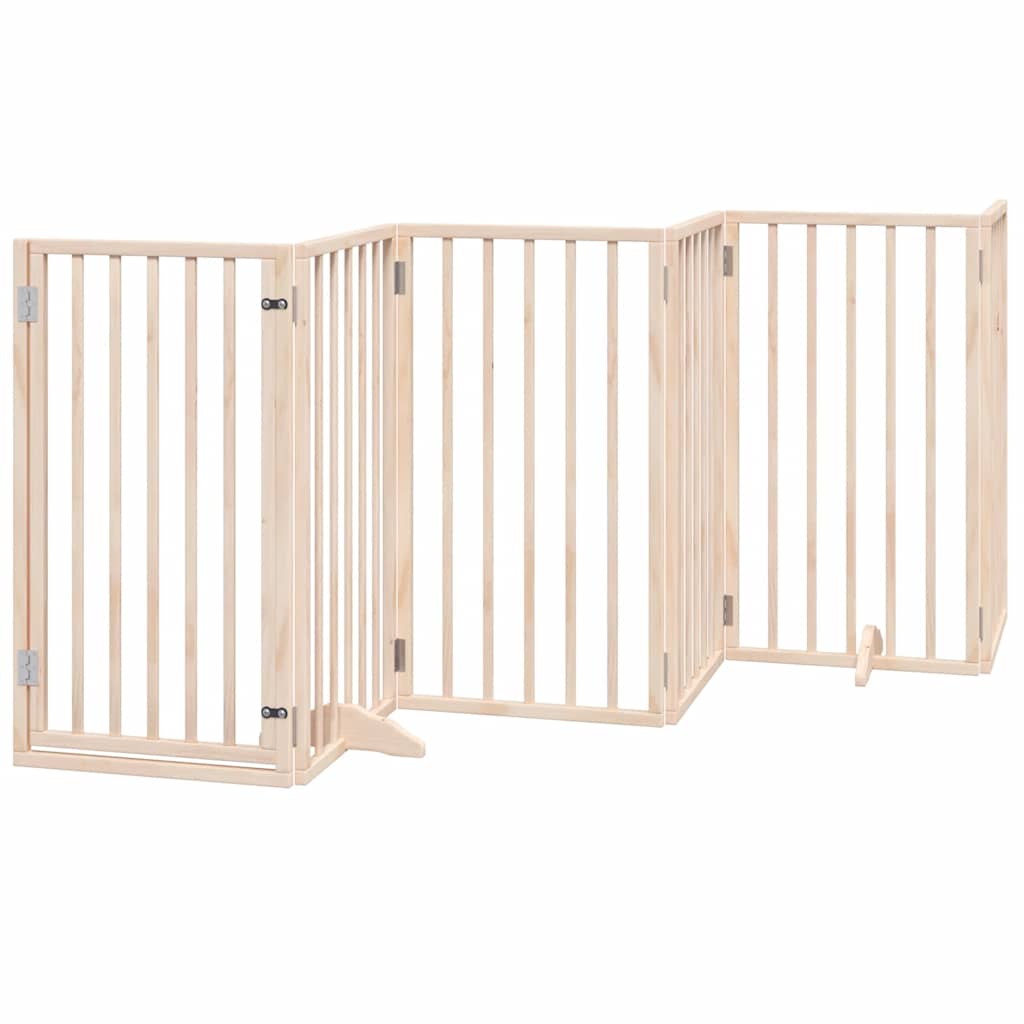 vidaXL Psí branka s dvířky, skládací, 6 panelů, 300 cm, topolové dřevo