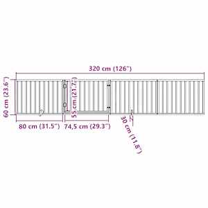 Psí branka s dvířky, skládací, 4 panely, 320 cm, topolové dřevo - obrázek 11