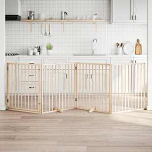 Ograda za pse z vrati zložljiva 4 paneli 320 cm topolovina