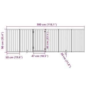 Psí branka s dvířky, skládací, 6 panelů, bílá, 300 cm, topolové dřevo - obrázek 11