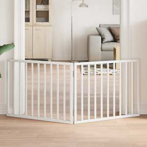 Zložljiva pasja vrata 2 panela bela 160 cm topolov les