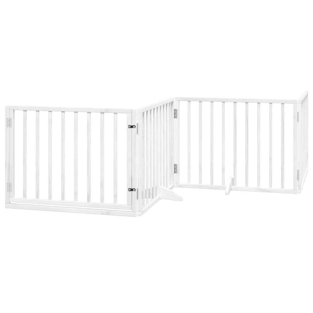 vidaXL Zábrana pro psy s dvířky skládací 4 panely bílá 320 cm topol