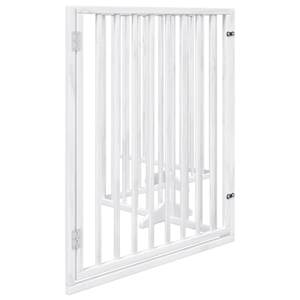 Psí branka s dvířky, skládací, 4 panely, bílá, 320 cm, topolové dřevo - obrázek 5