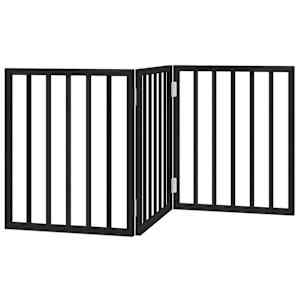 vidaXL kokkupandav koerav&auml;rav, 3 paneeli, must, 150 cm, paplipuit
