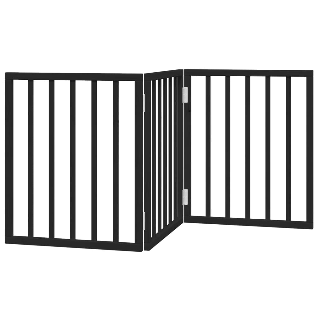 vidaXL Zábrana pro psy skládací 3 panely černá 150 cm topolové dřevo