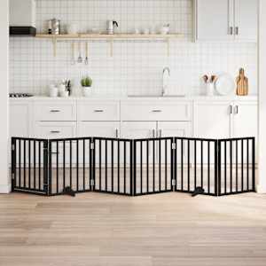 Ograda za pse z vrati zložljiva 6 panelov črna 300cm topolovina