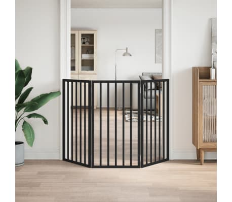 vidaXL Hundahlið Fellanlegt 3 Þil Svart 150 cm ösp
