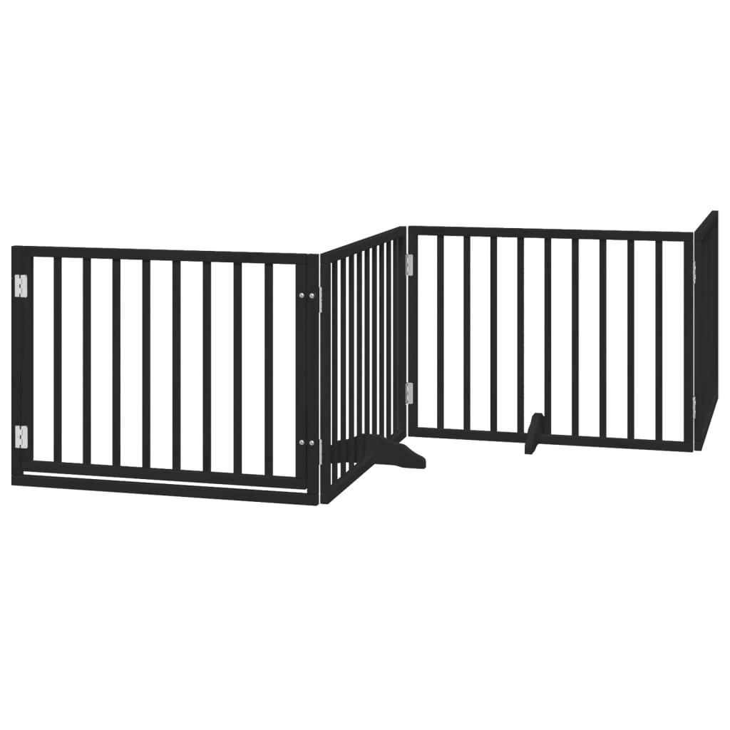 vidaXL Zábrana pro psy s dvířky skládací 4 panely černá 320 cm topol