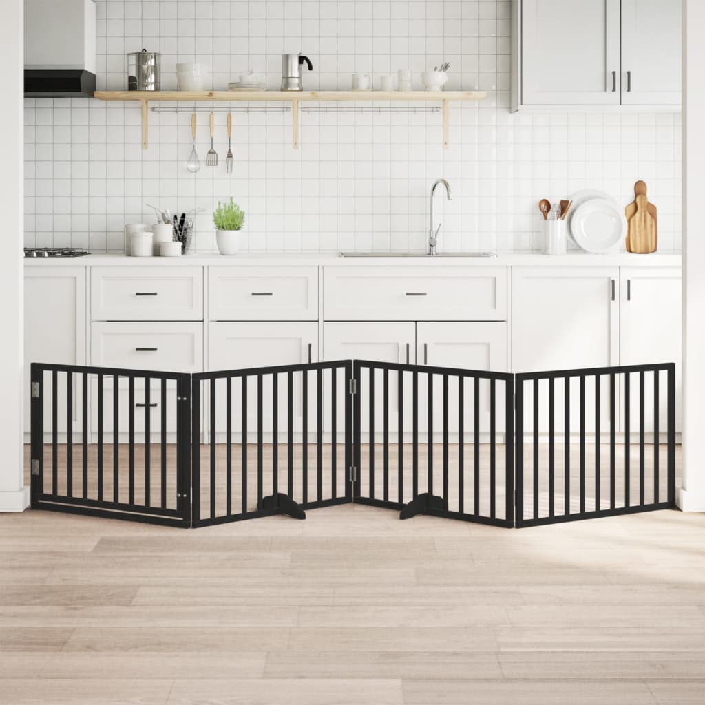 vidaXL Hundeport sammenleggbar 4 paneler svart 320 cm poppeltre