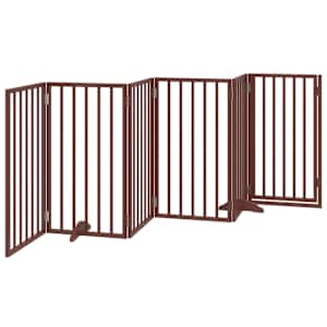 Psí branka s dvířky, skládací, 6 panelů, hnědá, 300 cm, topolové dřevo - obrázek 6