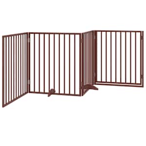 Psí branka s dvířky, skládací, 4 panely, hnědá, 320 cm, topolové dřevo - obrázek 6