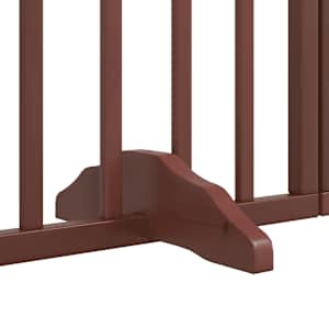 Psí branka s dvířky, skládací, 4 panely, hnědá, 320 cm, topolové dřevo - obrázek 8