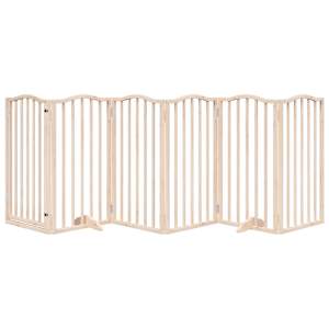 Psí branka s dvířky, skládací, 6 panelů, 300 cm, topolové dřevo - obrázek 3