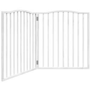 Zábrana pro psy s dvířky skládací 4 panely bílá 320 cm topol - obrázek 2