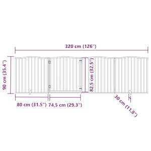 Zábrana pro psy s dvířky skládací 4 panely bílá 320 cm topol - obrázek 11