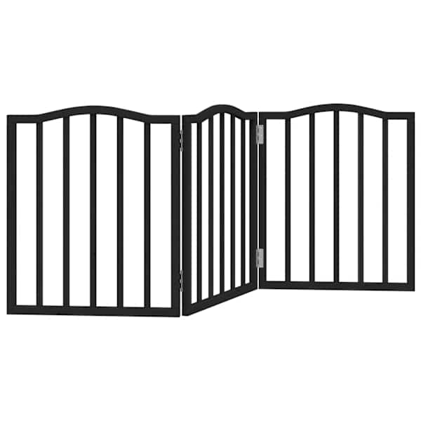 vidaXL kokkupandav koerav&auml;rav, 3 paneeli, must, 150 cm, paplipuit