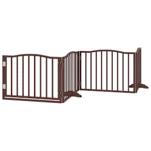 Zábrana pro psy s dvířky skládací 4 panely hnědý dub 320 cm - obrázek 2