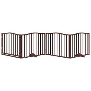 Zábrana pro psy s dvířky skládací 4 panely hnědý dub 320 cm - obrázek 3