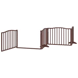 Zábrana pro psy s dvířky skládací 4 panely hnědý dub 320 cm - obrázek 4