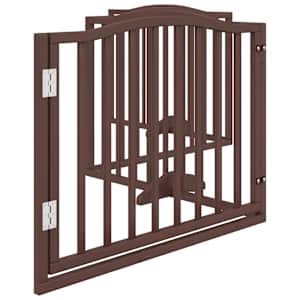 Zábrana pro psy s dvířky skládací 4 panely hnědý dub 320 cm - obrázek 5