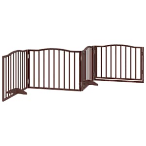 Zábrana pro psy s dvířky skládací 4 panely hnědý dub 320 cm - obrázek 6