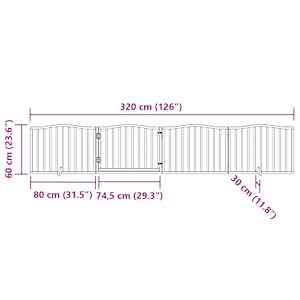 Zábrana pro psy s dvířky skládací 4 panely hnědý dub 320 cm - obrázek 11