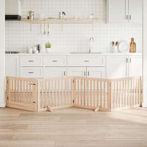 Pasja vrata z vrati, zložljiva, 4 panela, 320 cm, topolov les