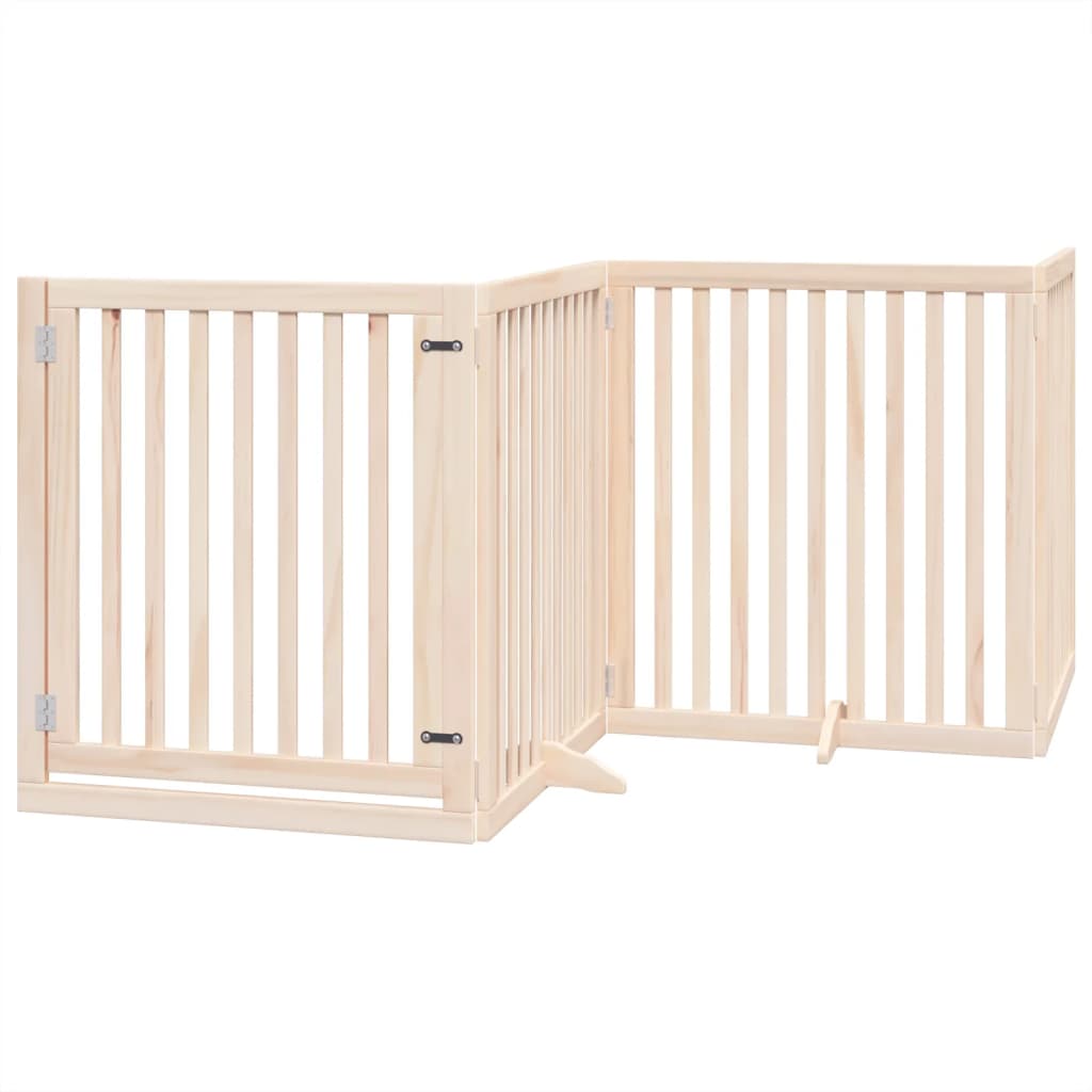 vidaXL Zábrana pro psy s dvířky skládací 4 panely 320cm topolové dřevo