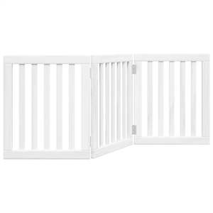 vidaXL kokkupandav koerav&auml;rav, 3 paneeli, valge, 150 cm, paplipuit
