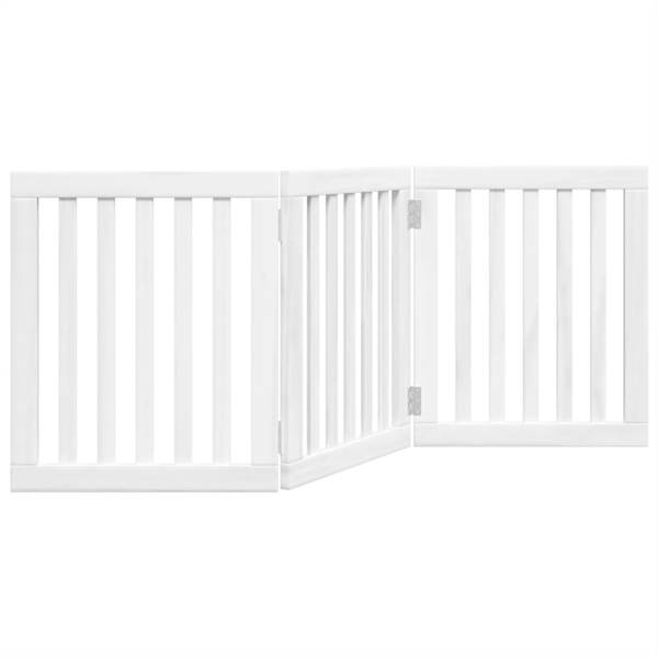 vidaXL kokkupandav koerav&auml;rav, 3 paneeli, valge, 150 cm, paplipuit