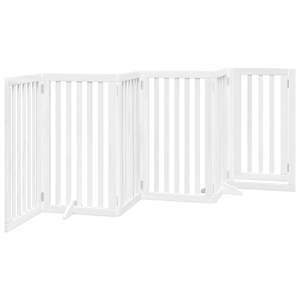 Zábrana pro psy s dvířky skládací 6 panelů bílá 300 cm topol - obrázek 6