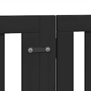 Zábrana pro psy s dvířky skládací 6 panelů černá 300 cm topol - obrázek 9