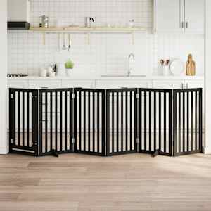 Ograda za pse z vrati zložljiva 6 panelov črna 300cm topolovina