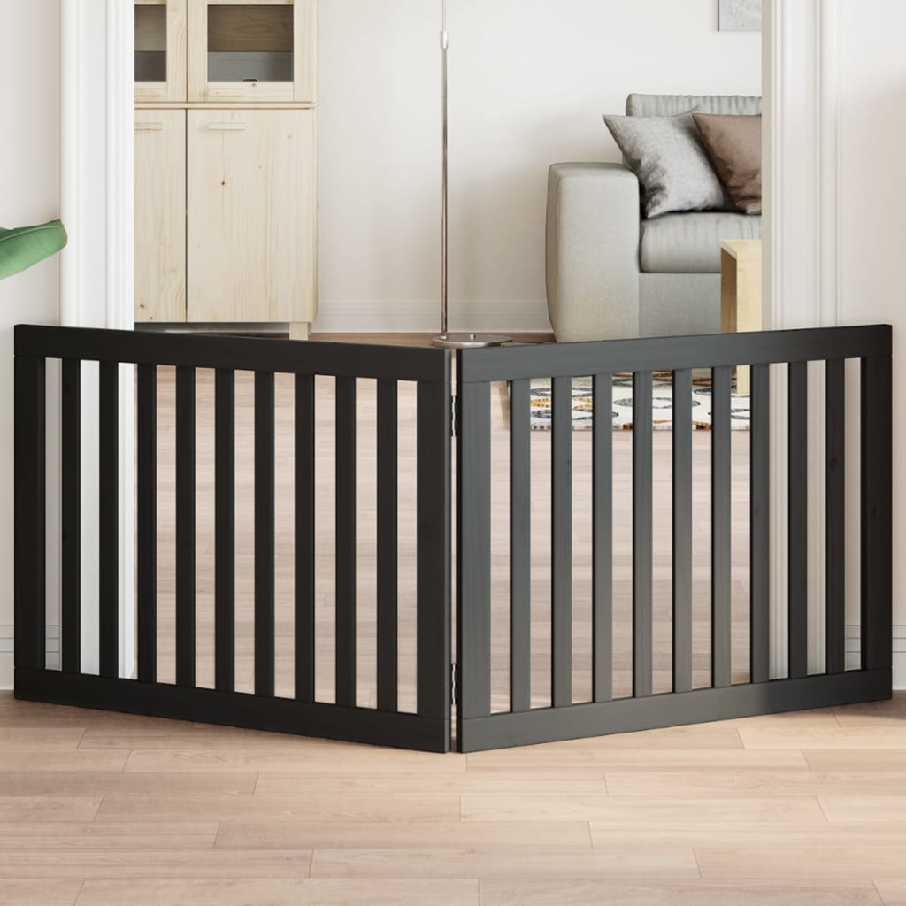 vidaXL Hundeport sammenleggbar 2 paneler svart 160 cm poppeltre