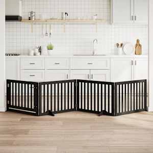 Ograda za pse z vrati zložljiva 4 paneli črna 320 cm topolovina