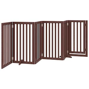Zábrana pro psy s dvířky skládací 6 panelů hnědá 300 cm topol - obrázek 6