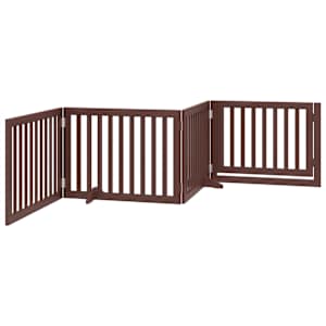 Zábrana pro psy s dvířky skládací 4 panely hnědá 320 cm topol - obrázek 6