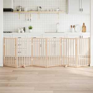 Pasja vrata z vrati, zložljiva, 6 panelov, 300 cm, masiven les jelka