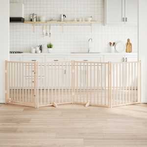 Pasja vrata z vrati, zložljiva, 4 panela, 320 cm, masiven les jelka