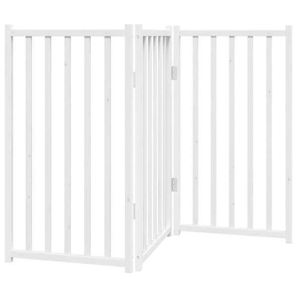 vidaXL kokkupandav koerav&auml;rav, 3 paneeli, valge, 150 cm, nulupuit