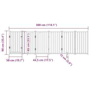 Zábrana pro psy s dvířky skládací 6 panelů bílá 300 cm jedle - obrázek 11