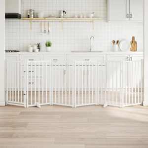 Ograda za pse z vrati zložljiva 6 panelov bela 300cm jelka