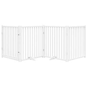 Zábrana pro psy s dvířky skládací 4 panely bílá 320 cm jedle - obrázek 3