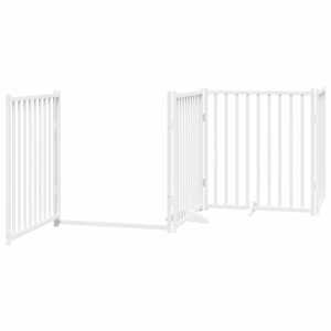 Zábrana pro psy s dvířky skládací 4 panely bílá 320 cm jedle - obrázek 4