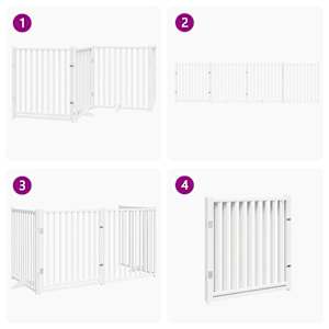 Zábrana pro psy s dvířky skládací 4 panely bílá 320 cm jedle - obrázek 7