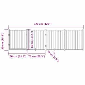 Zábrana pro psy s dvířky skládací 4 panely bílá 320 cm jedle - obrázek 11