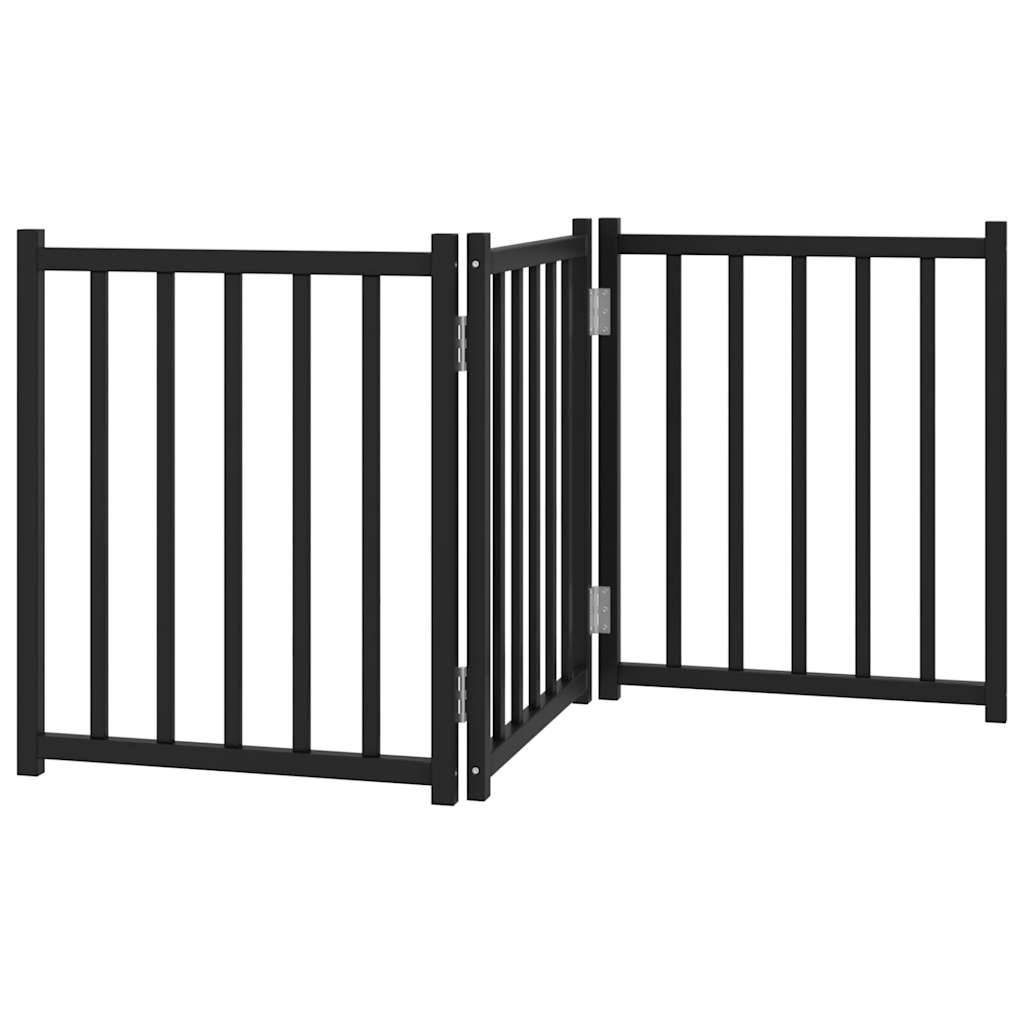 vidaXL Zábrana pro psy skládací 3 panely černá 150 cm masivní jedle